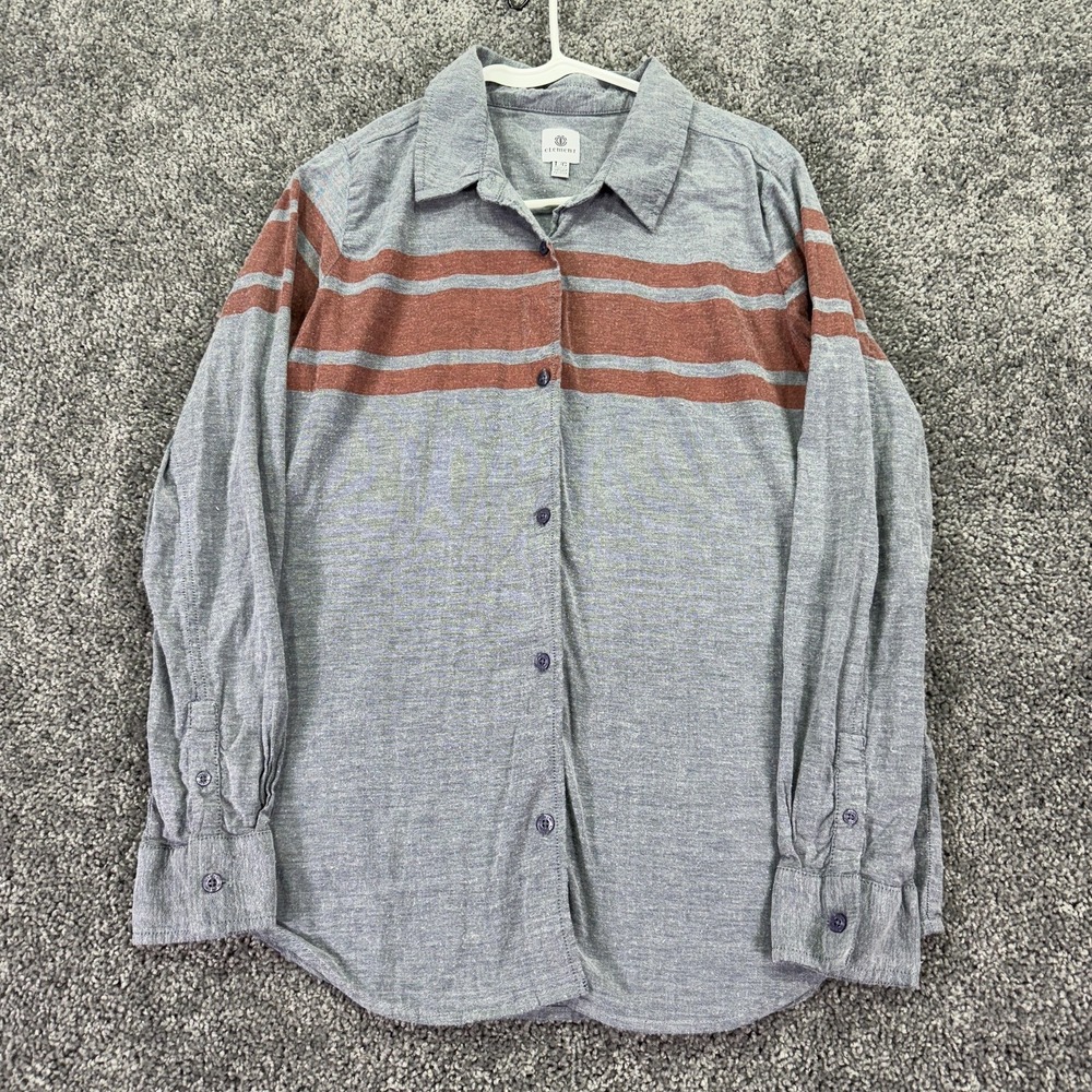 Element Shirt Womens Large Gray Striped Long Sleeve Button Up Stretch Casual